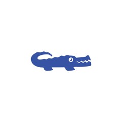 Crocodile blue logo illustration. alligator icon cartoon character open its mouth