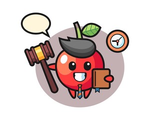 Mascot cartoon of cherry as a judge