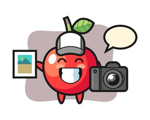Character illustration of cherry as a photographer