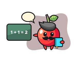 Illustration of cherry character as a teacher