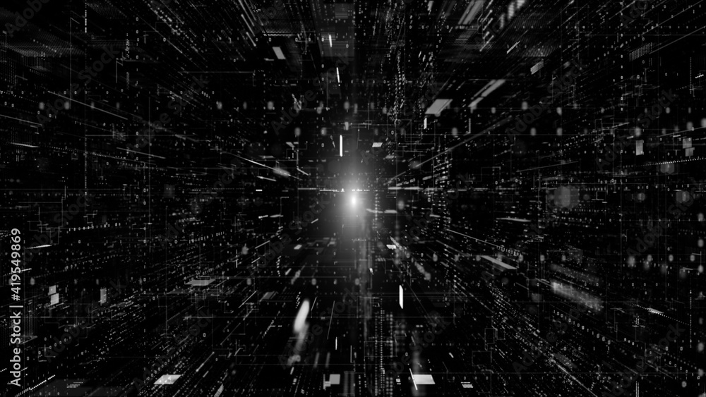 Poster digital cyberspace and digital data network connections concept. transfer digital data hi-speed inte