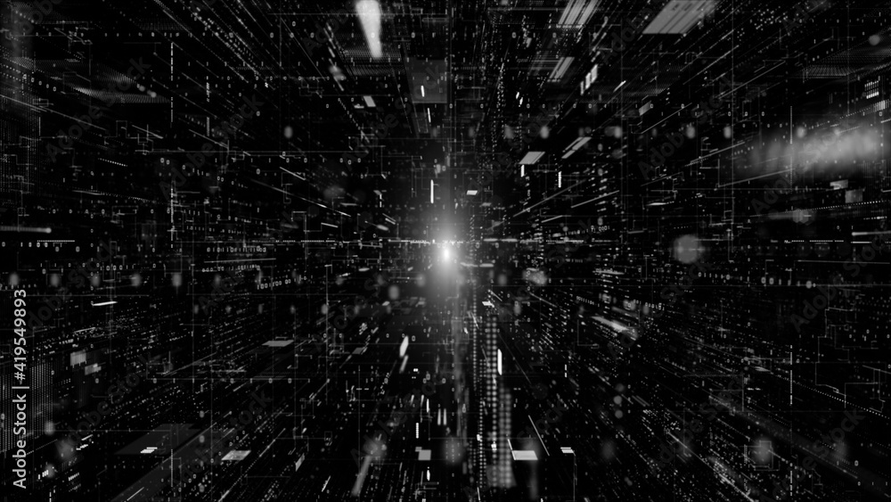 Poster digital cyberspace and digital data network connections concept. transfer digital data hi-speed inte