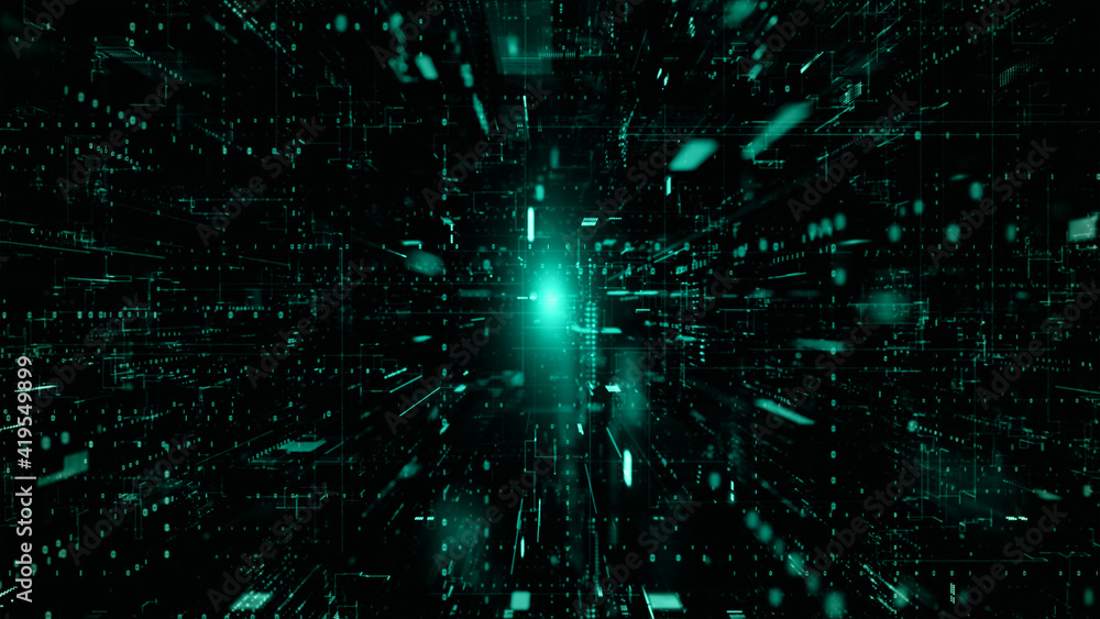 Poster digital cyberspace and digital data network connections concept. transfer digital data hi-speed inte