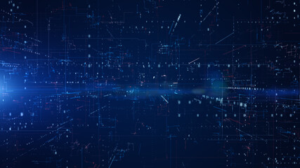 Obraz premium Digital Cyberspace with Particles and Digital Data Network Connections. High Speed Connection and Data Analysis Technology Digital Abstract Background Concept. 3d rendering