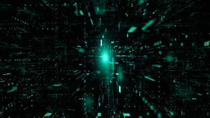 Obraz premium Digital cyberspace and digital data network connections concept. Transfer digital data hi-speed internet, Future technology digital abstract background concept. 3d rendering