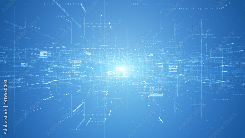 Poster digital cyberspace and digital data network connections concept. transfer digital data hi-speed inte