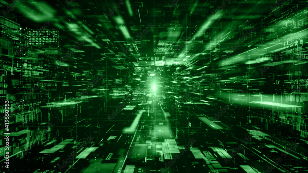 Poster digital cyberspace and digital data network connections concept. transfer digital data hi-speed inte