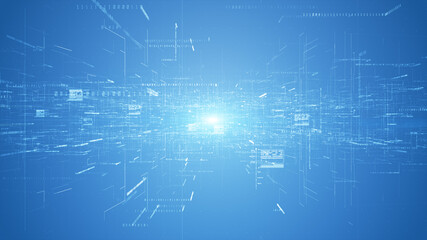Obraz premium Digital cyberspace and digital data network connections concept. Transfer digital data hi-speed internet, Future technology digital abstract background concept. 3d rendering
