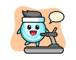 Bubble cartoon character walking on the treadmill