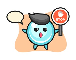 Bubble character illustration holding a stop sign