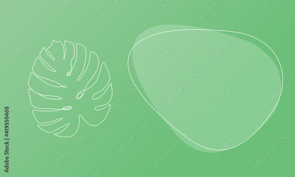 Poster Nature template presentation design with monstera leaf. Template for web banner with botany plants tematic. Vector illustration