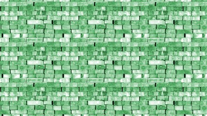 Green brick background in abstract style, 3d rendering