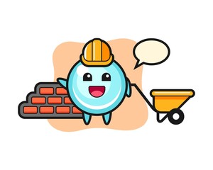 Cartoon character of bubble as a builder