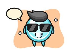 Cartoon mascot of bubble with cool gesture