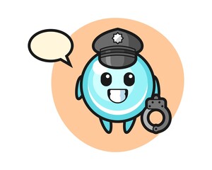 Cartoon mascot of bubble as a police