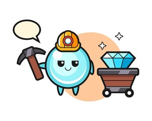Character illustration of bubble as a miner