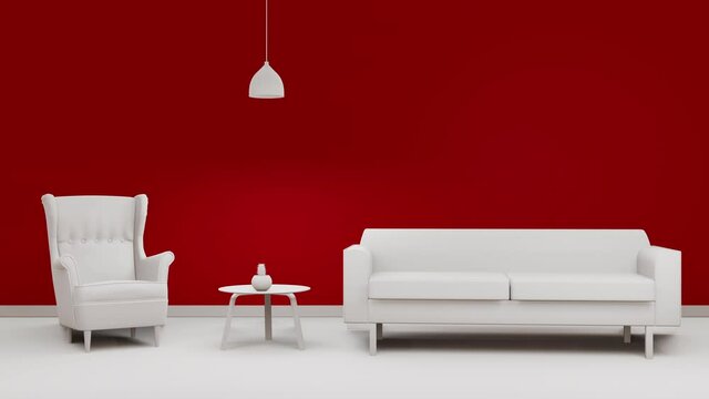 3d interior minimalism, chair and table
