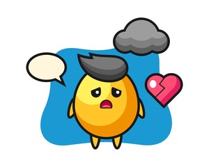 Golden egg cartoon illustration is broken heart