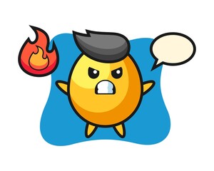 Golden egg character cartoon with angry gesture