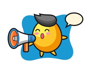 Golden egg character illustration holding a megaphone