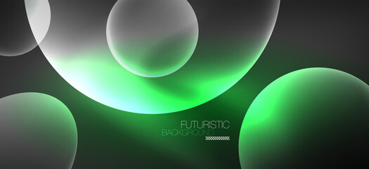 Neon ellipses abstract backgrounds. Shiny bright round shapes glowing in the dark. Vector futuristic illustrations for covers, banners, flyers and posters and other