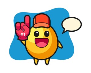 Golden egg illustration cartoon with number 1 fans glove