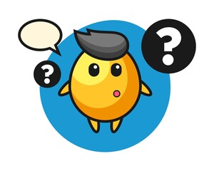 Cartoon illustration of golden egg with the question mark