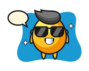 Cartoon mascot of golden egg with cool gesture