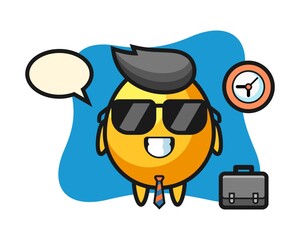 Cartoon mascot of golden egg as a businessman