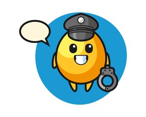 Cartoon mascot of golden egg as a police