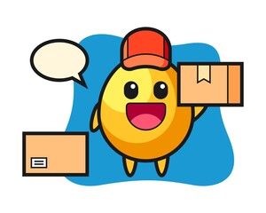 Mascot illustration of golden egg as a courier