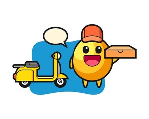 Character illustration of golden egg as a pizza deliveryman