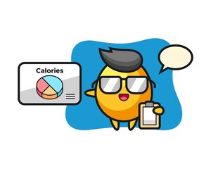 Illustration of golden egg mascot as a dietitian