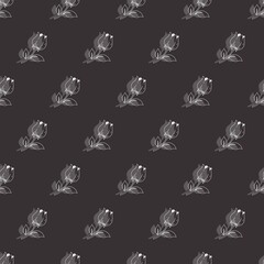 Abstract Tulips Silhouette and Line Graphic Art Vector seamless Pattern