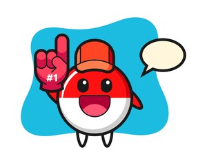 Indonesia flag badge illustration cartoon with number 1 fans glove