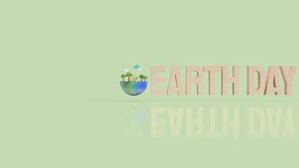 The earth day wood text  for holiday or eco content 3d rendering.