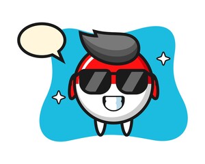 Cartoon mascot of indonesia flag badge with cool gesture