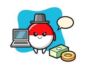 Mascot illustration of indonesia flag badge as a hacker