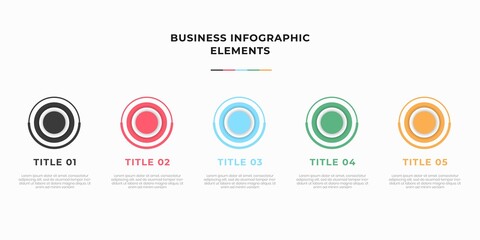 Presentation business infographic template with 5 options or steps. Modern infographic design template. Creative concept of five stages of business project