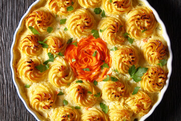 Fish pie, fisherman pie in a dish
