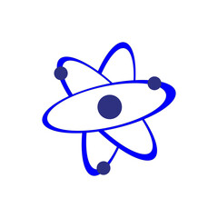 dark blue isolated atom illustration on clean white