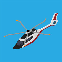 Luxury, realistic helicopter flying in the blue sky isometric view © viktorijareut