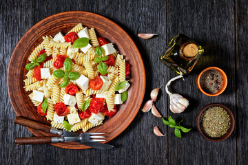 baked feta cheese pasta on a plate