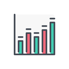 Statistics chart color line icon. Analytics report diagram vector outline colorful sign.