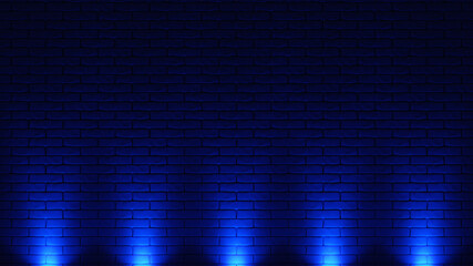 Brick wall background, neon light. 3d illustration