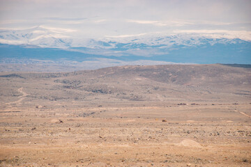 panorama from dessert and mountains