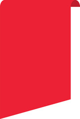 Red badge, label or sticker.
