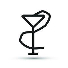 Bowl of Hygeia icon. Isolated vector medicine symbol. Simple pictogram for mobile concept and web apps. Vector line medical icon isolated on a white background.