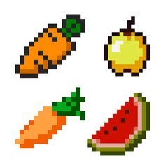 Obraz premium Pixel art style. Vegetables icon set