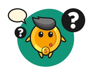 Cartoon illustration of dollar coin with the question mark